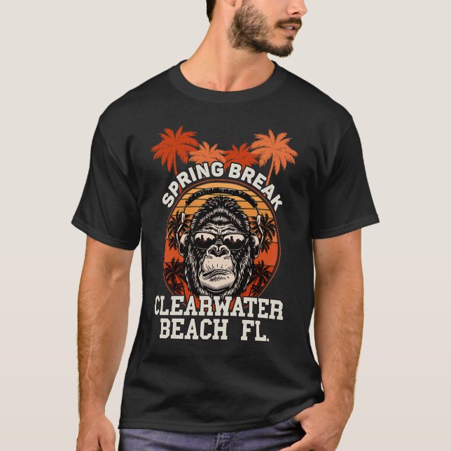 Camiseta Spring Break Clearwater Beach Fl Gorilla Headphone (Frente)