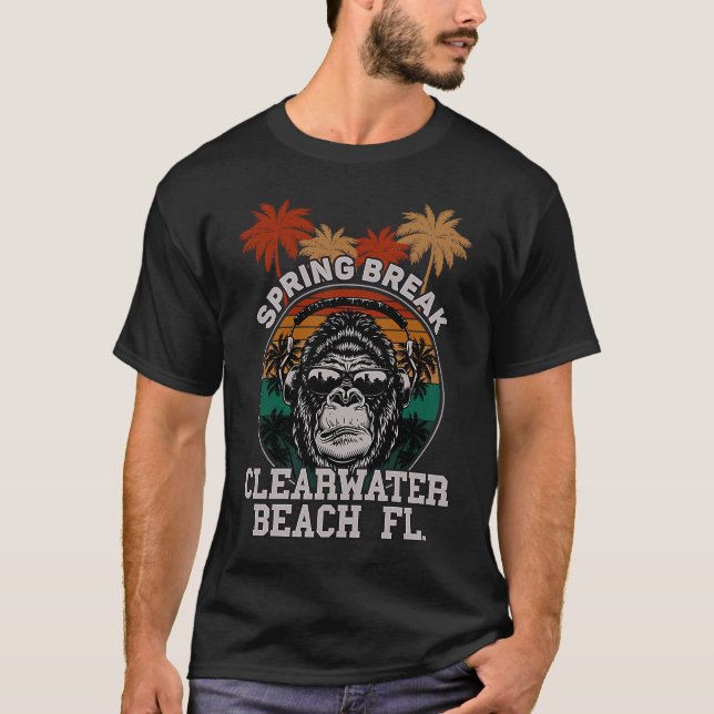 Camiseta Spring Break Clearwater Beach Fl Gorilla Headphone (Frente)