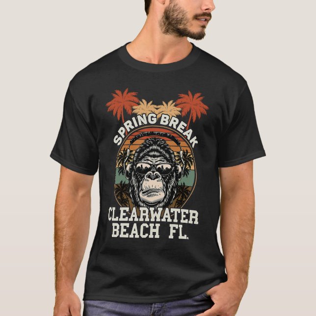 Camiseta Spring Break Clearwater Beach Fl Gorilla Headphone (Frente)