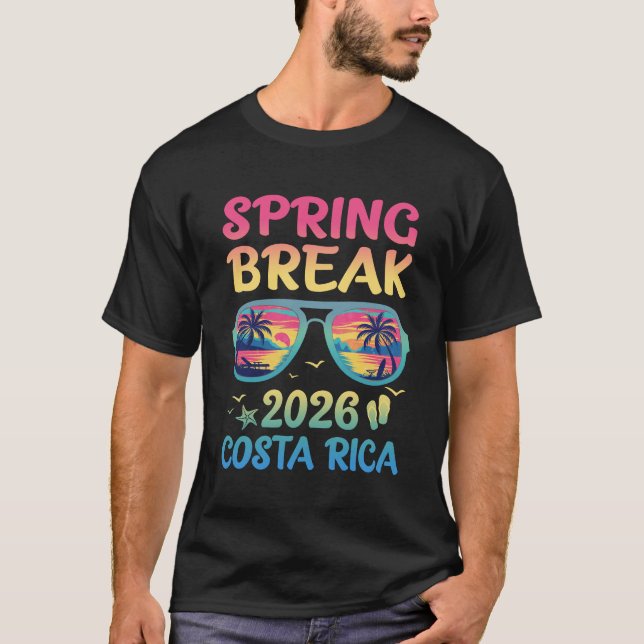 Camiseta Spring Break Costa Rica 2026 Vacation Trip Sunglas (Frente)