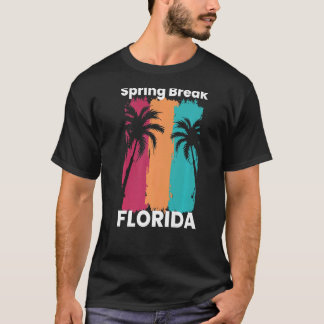 Camiseta Spring Break Florida Beach Vintage Sunset Palm Tr