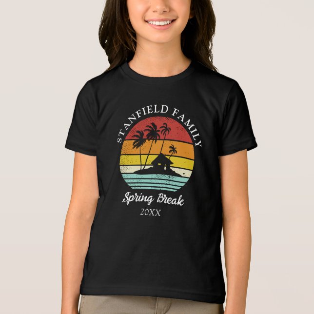 Camiseta Spring Break Palm Trees Praia Combinação da Famíli (Frente)