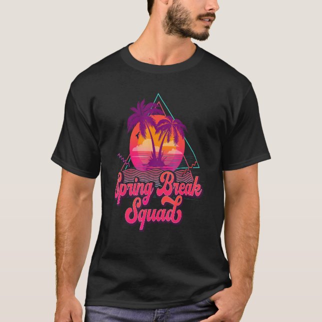 Camiseta Spring Break Squad 2023 Retro 80s Sunset Matching (Frente)