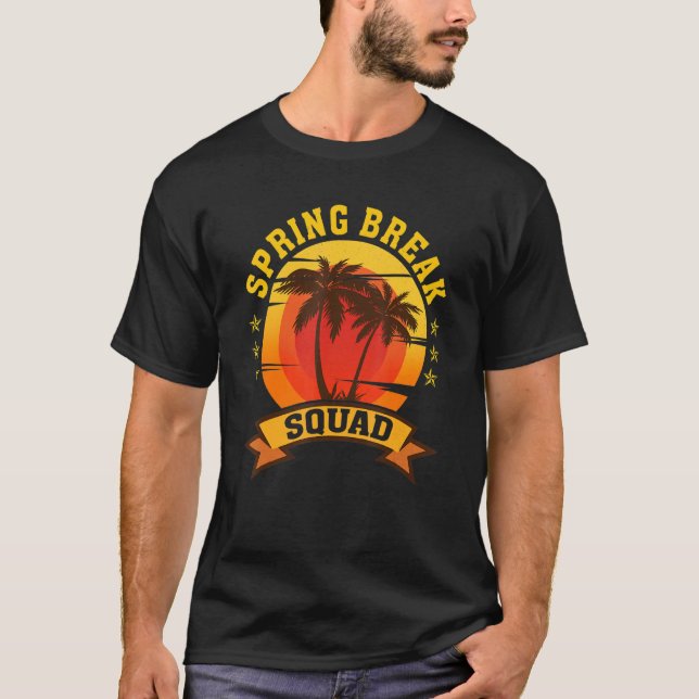 Camiseta Spring Break Squad 2023 Retro Beach Sunset Matchin (Frente)