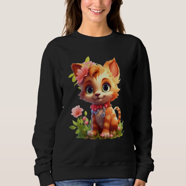 Camiseta Spring Garden Kitten Flower Cat Girl Floral Blosso (Frente)