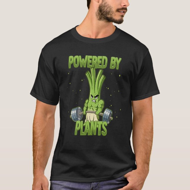 Camiseta Spring Onion Gym Weight Training Powered By Plants (Frente)