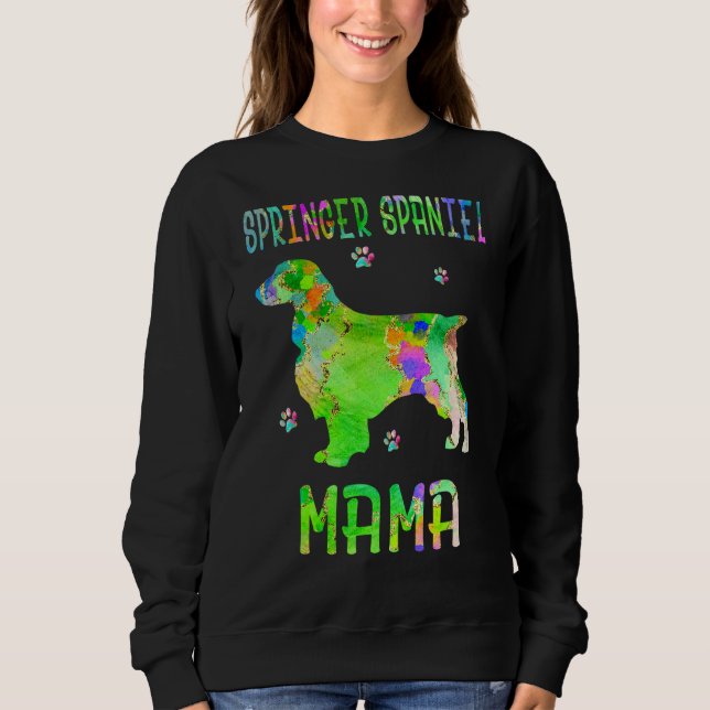 Camiseta Springer Spaniel Mama Colorida Mãe (Frente)