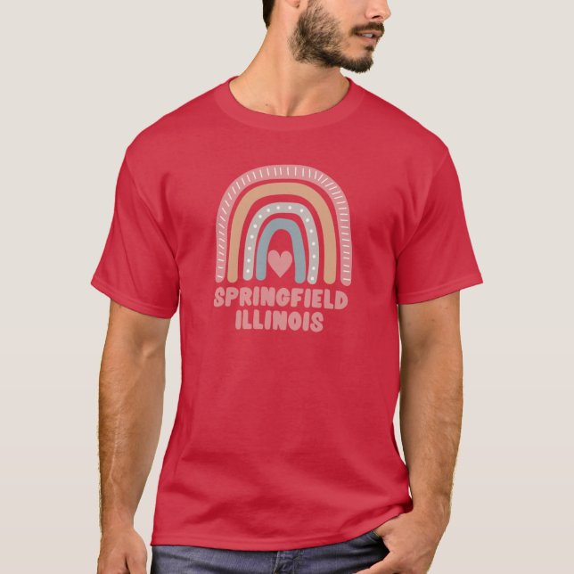 Camiseta Springfield Illinois Cute Boho Rainbow (Frente)