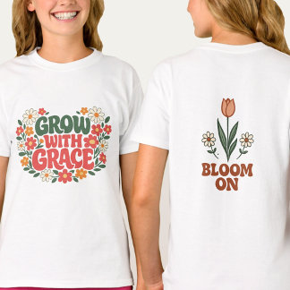 Camiseta Springtime Flowers Grow With Grace Retro