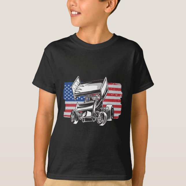 Camiseta Sprint Car Racing Usa Flag  (Frente)