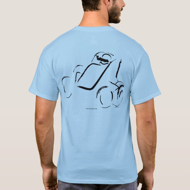 Camiseta Sprintcar 01 Preto em Fundo Azul Claro (Verso)