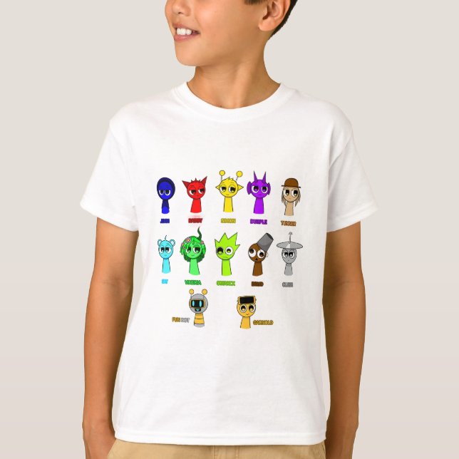 Camiseta Sprunki - Simon Oren Funbot Pinki Wenda Jevin (Frente)