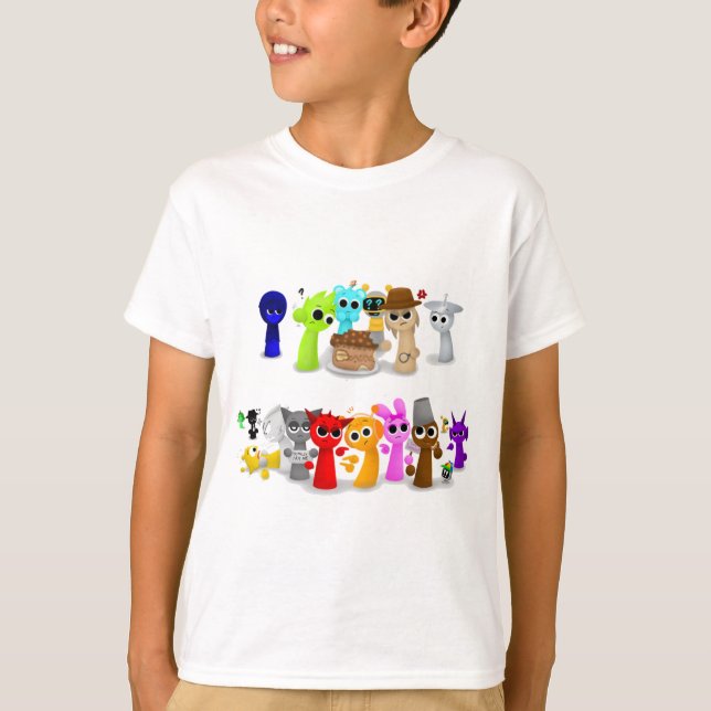 Camiseta Sprunki Sprunky Simon Oren Funbot Pinki Wend em 3D (Frente)