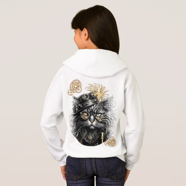 Camiseta Spunky Paws The Funky Steampunk Cat  (Parte Traseira Completa)