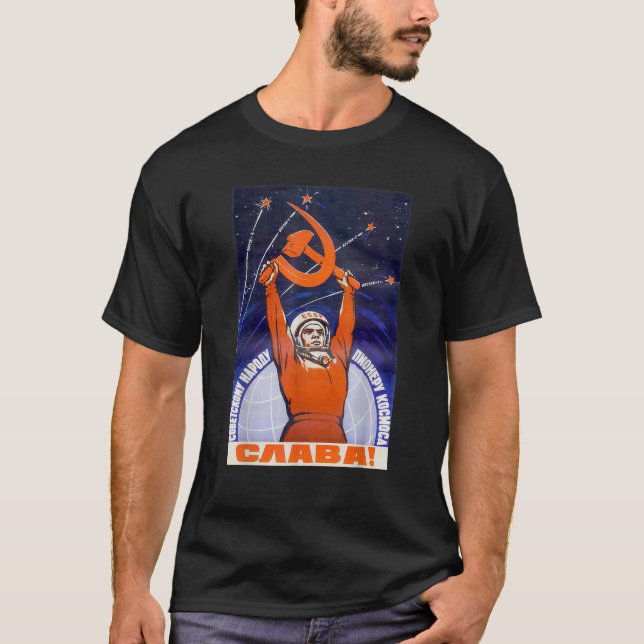 Camiseta Sputnik Vostok Programa Espacial Soviético Gagarin (Frente)