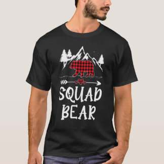 Camiseta Squad Bear Christmas Pajama Red Plaid Buffalo Matc