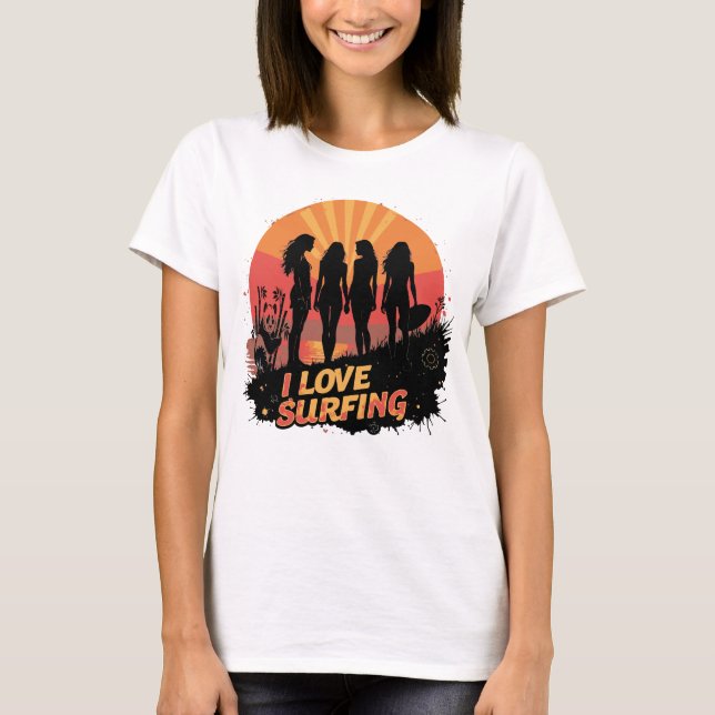 Camiseta Squad Girls Ilove Surfing Island Cute Sea (Frente)