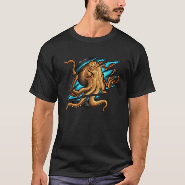 Camiseta Squid Octopus Scratch Style Octopus In Water Ocean (Frente)