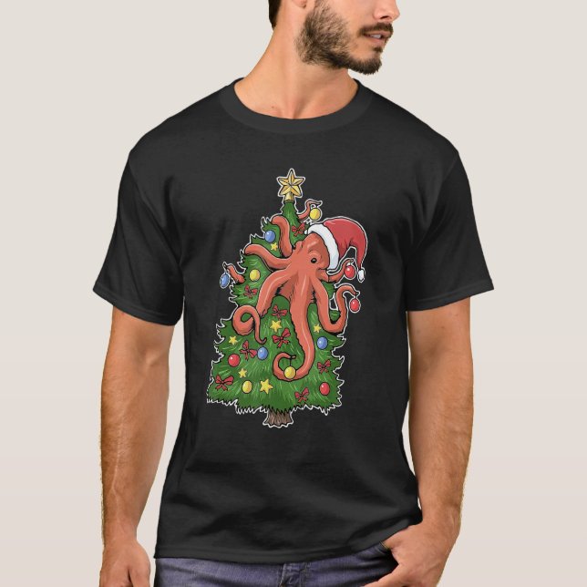 Camiseta Squid santa ornaments Graphic Octopus christmas tr (Frente)