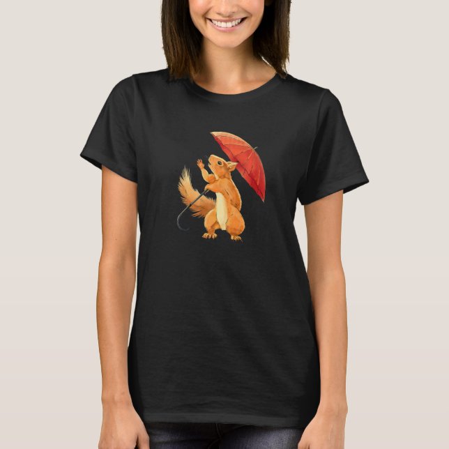 Camiseta Squirrel Holding Umbrella  Squirrel Enthusiast (Frente)