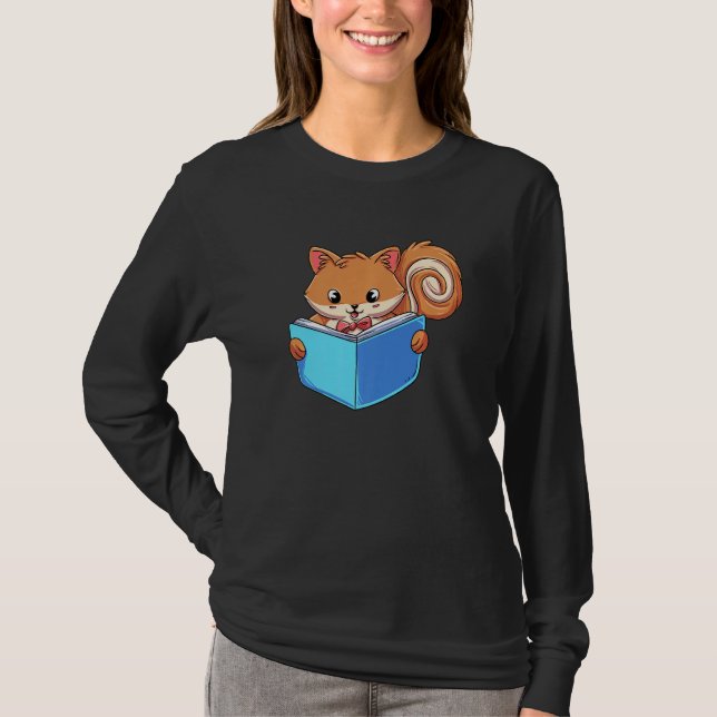 Camiseta Squirrle Reading Book Reader (Frente)