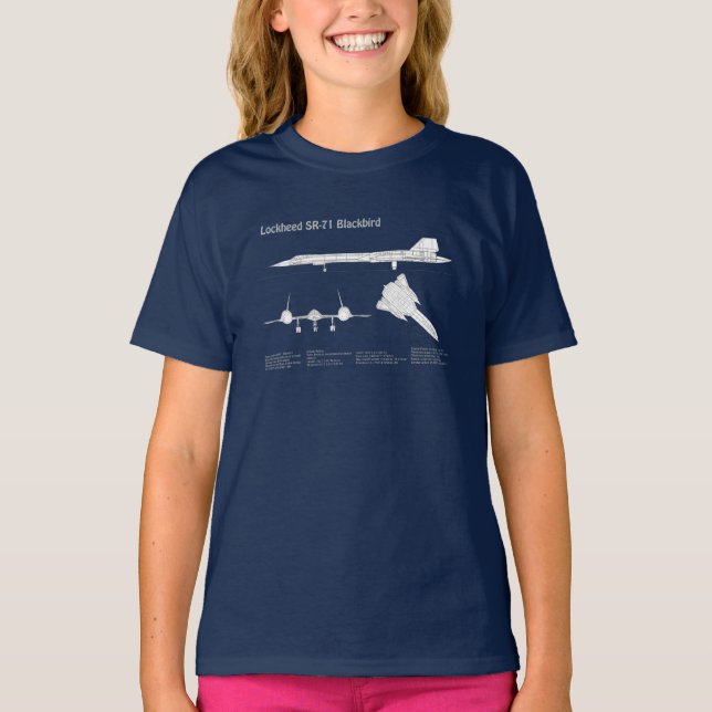Camiseta SR-71 Blackbird - Planos de avião Blueprint ABD (Frente)
