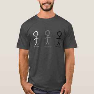 Camiseta Sr. Branco, Sr. Cinzento, e Sr. Preto