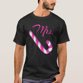 Camiseta Sr. Candy Cane Sra. Feliz E Rosa Brilhante E Azul