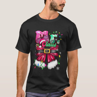 Camiseta Sr. e Sra. Claus Casais Leopard Santa Hat Christm