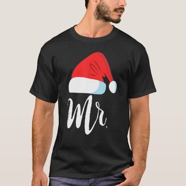 Camiseta Sr. e Sra. Clause Casais que coincidem com Papais  (Frente)