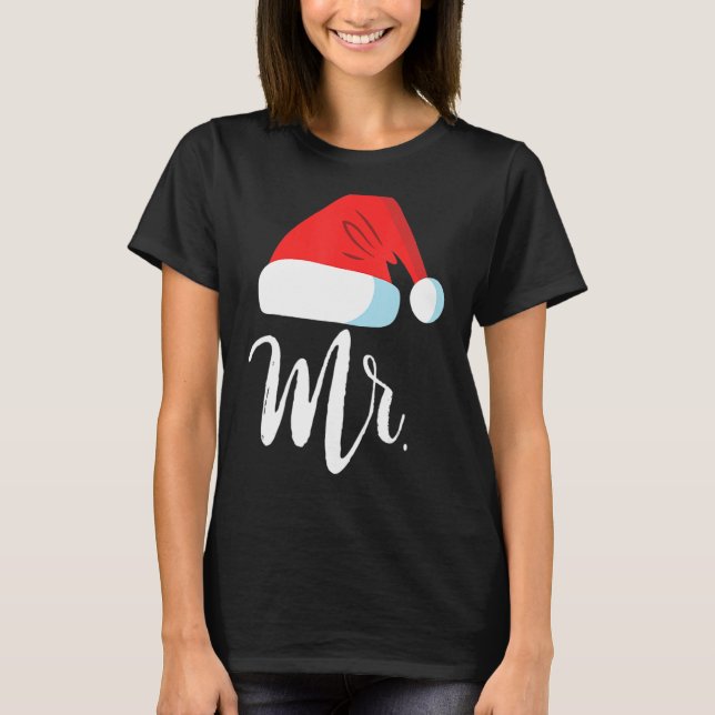 Camiseta Sr. e Sra. Clause Casais que coincidem com Papais  (Frente)