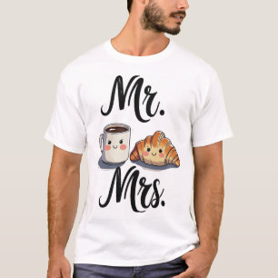 Camiseta Sr. e Sra. Cute Coffee e Croissant Casal Desi