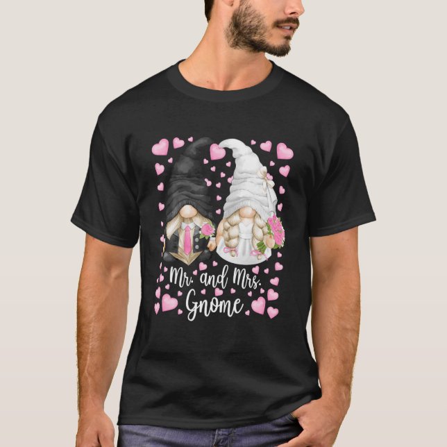 Camiseta Sr. E Sra. Gnome Para Mulheres E Casamento De Jard (Frente)