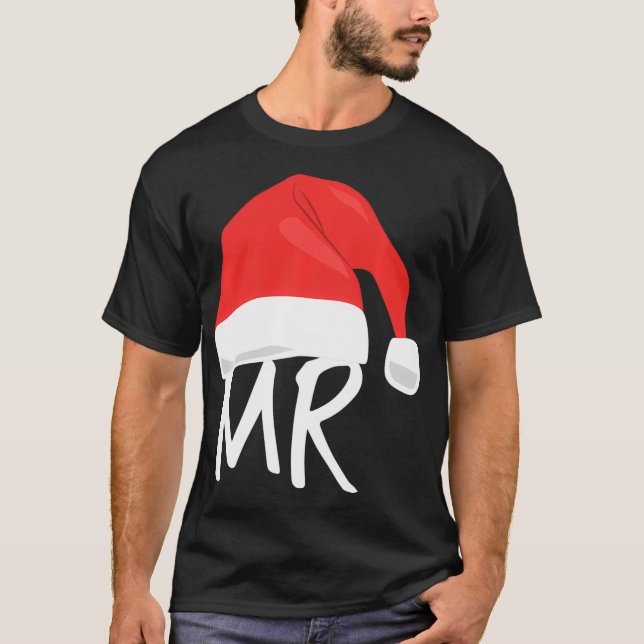 Camiseta Sr. e Sra. Papai Noel Pajamas Matching Coupl (Frente)