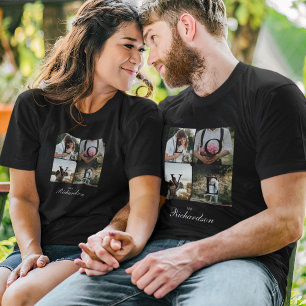 Camiseta Sr. Love Newlyweds Foto de Colagem Negra