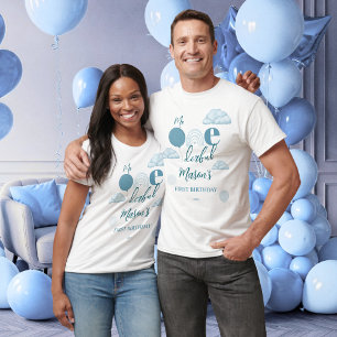 Camiseta Sr Onederful Família Nuvem Azul de Aniversário Com