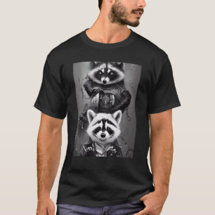 Camiseta Sr. Raccoon Malvado Sorriso Sombrio Terror Design 