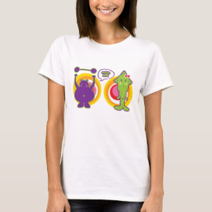 Camiseta Sr. Roxo & personagem de desenho animado da