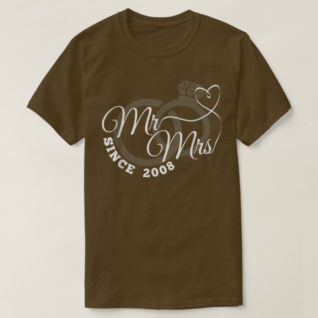 Camiseta Sr. & Sra. desde 2008 Matc de 14 de Casamento (Frente do Design)
