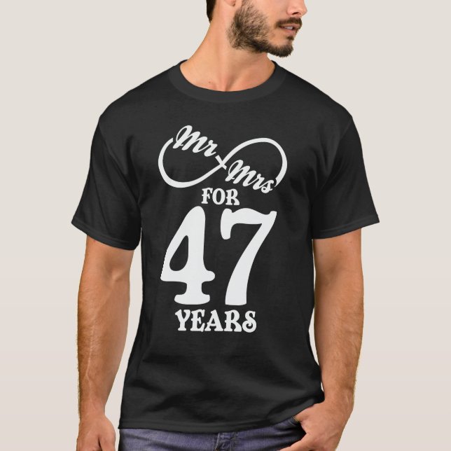 Camiseta Sr. & Sra. Por 47 Anos 1 rua De Casamento (Frente)