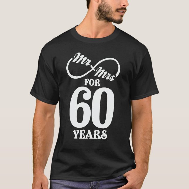 Camiseta Sr. & Sra. Por 60 Anos 60 Aniversário de Casamento (Frente)