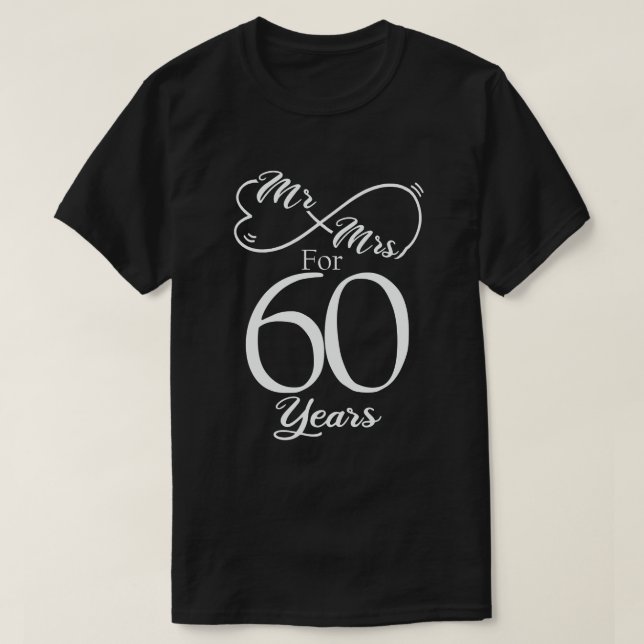 Camiseta Sr. & Sra. Por 60 Anos 60 Aniversário de Casamento (Frente do Design)
