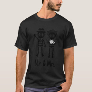 Camiseta Sr. & Sra. Skeleton Casal Noiva E Groom Gothic Nós