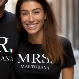 Camiseta SRA. Bandeira Italiana Coração Sobrenome Pessoal C