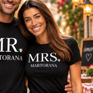 Camiseta SRA. Bandeira Italiana Coração Sobrenome Pessoal C