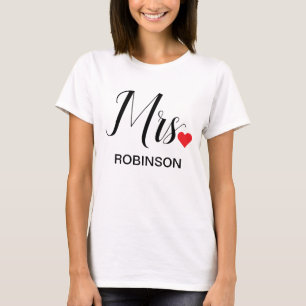 Camiseta Sra. Black Moderno Rótulo Personalizado Casamento