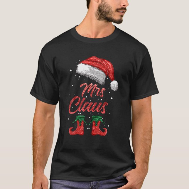 Camiseta Sra. Claus Matching Family Feliz Papais noeis de N (Frente)