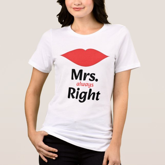 Camiseta Sra. Sempre Certa Lábios Vermelhos Combinando (Frente)