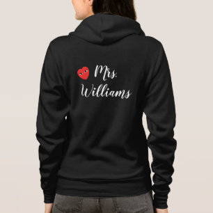 Camiseta Sra. Wifey Hoody com Red Heart em preto