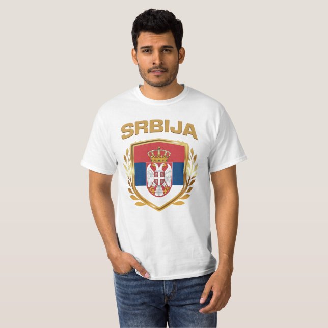 Camiseta Srbija Flag Shield Sérvia (Frente Completa)